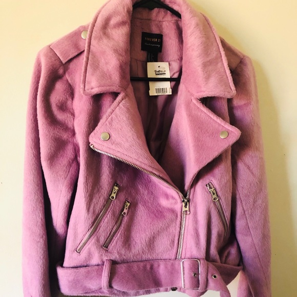 SOLD Pink Fur Motto / Biker Jacket - Picture 2 of 8